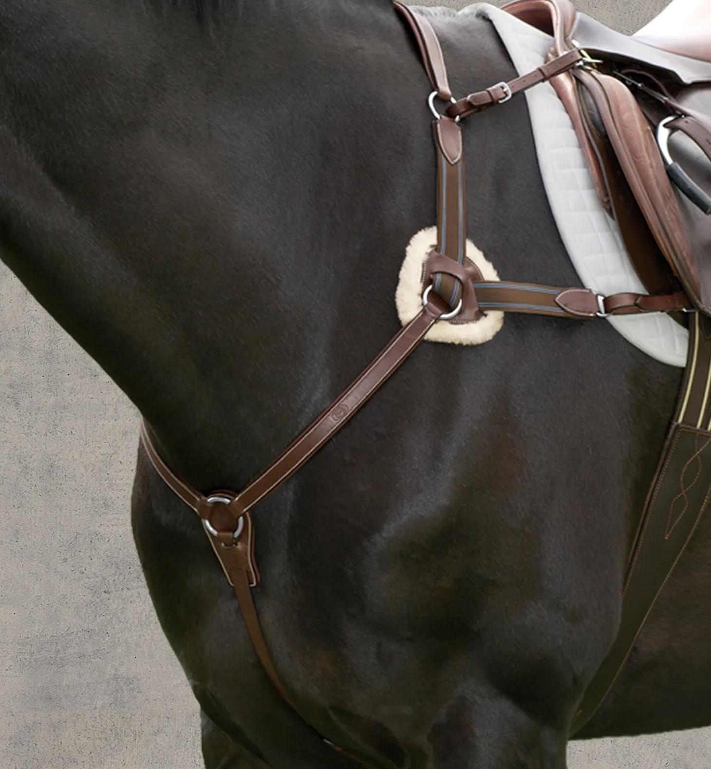Henri de Rivel Pro 5-Point Elastic Breastplate Martingale with Running Attachment