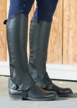 Horze Leather Half Chaps with Elastic
