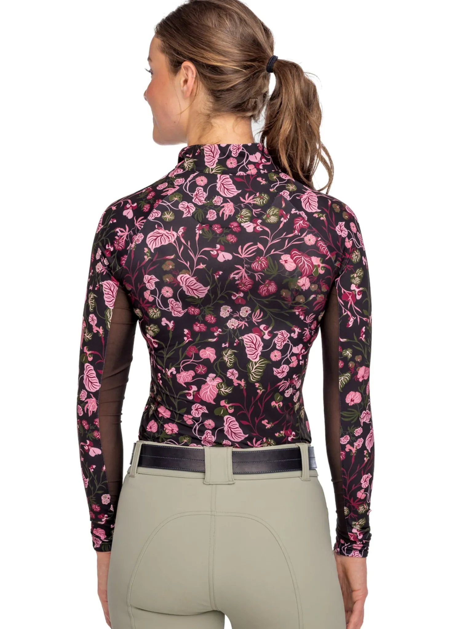 Kastel Denmark Ladies’ Quarter-Zip Modern Begonias Long-Sleeve Shirt - "Briar"