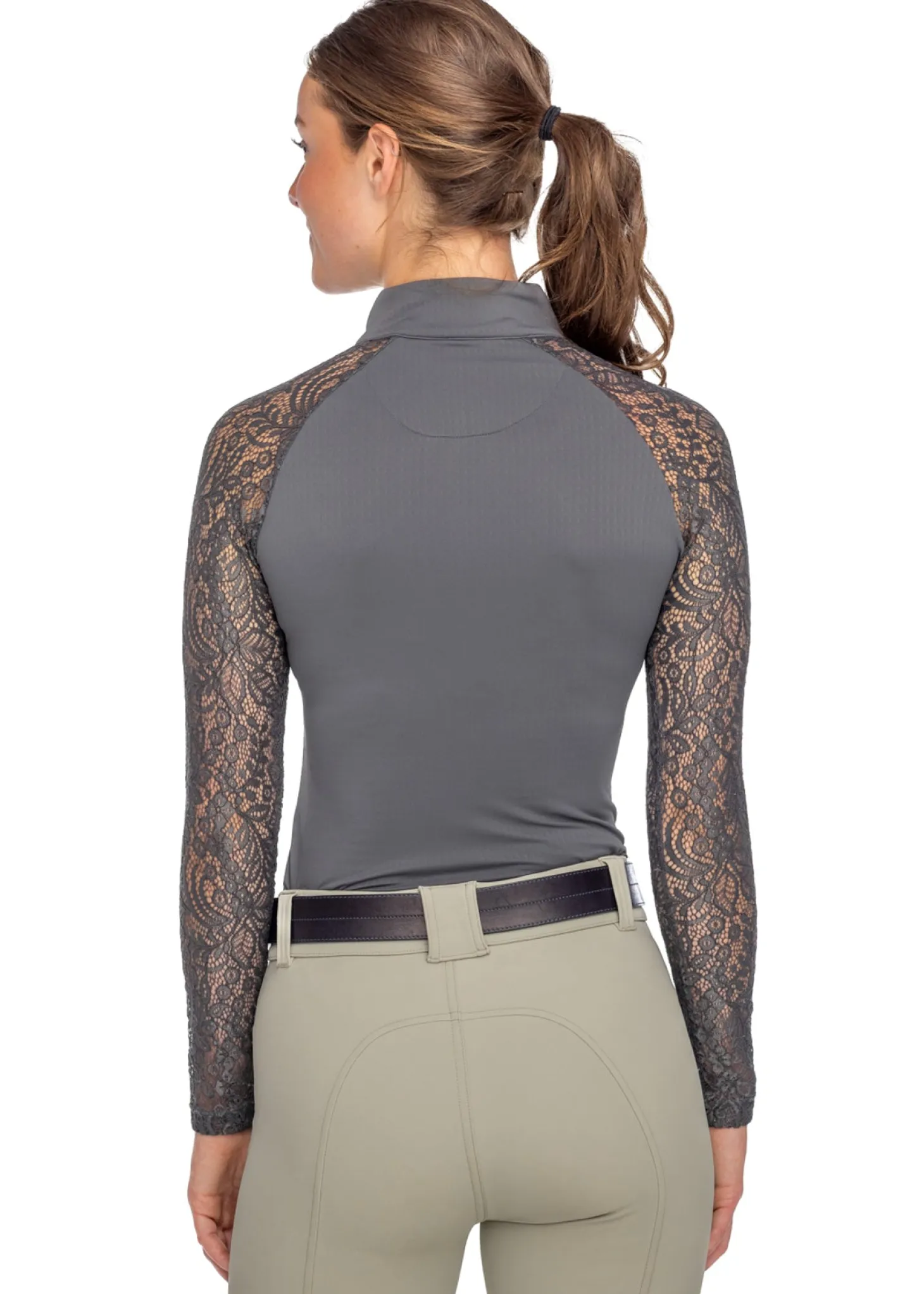 Kastel Denmark Ladies’ Quarter-Zip Floral Lace Long-Sleeve Shirt - "Sutton"