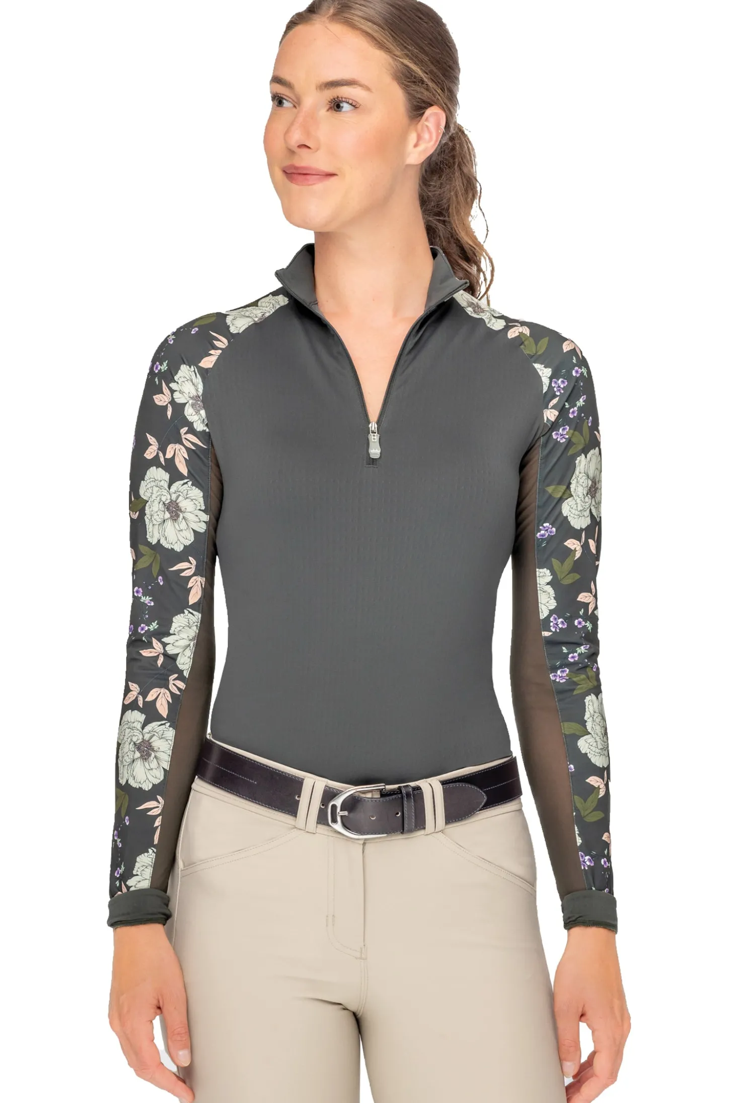 Kastel Denmark Ladies’ Sondra Quarter-Zip Long-Sleeve Raglan Shirt