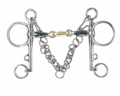 Shires Blue Sweet Iron Pelham Bit with Brass Lozenge