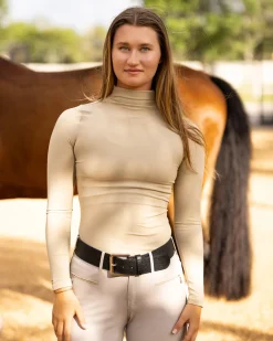 TKEQ Ladies’ Chloe High-Collar Long Sleeve Top