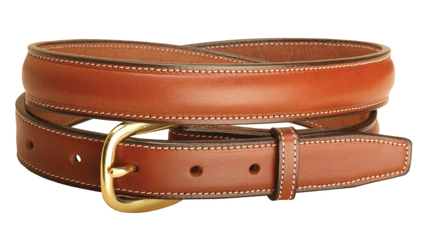 Tory Leather 1" Raised Belt with Brass Buckle