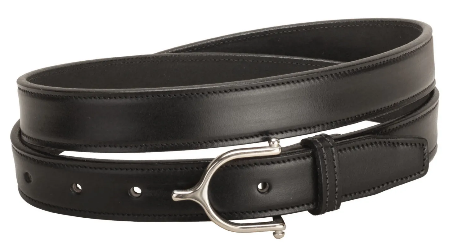 Tory Leather 1" Stitched Belt with Stainless Steel Spur Buckle