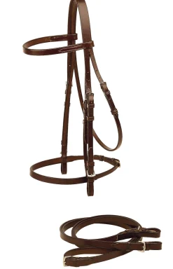 Tory Leather Company 1/2" Flat English Bridle with Flat Reins