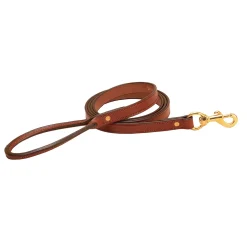 Tory Leather Flat Creased Leather Dog Leash with Rolled Leather Handle